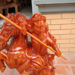 Tượng Quan Công Cưỡi Ngựa Cao 70 Gỗ Xà Cừ