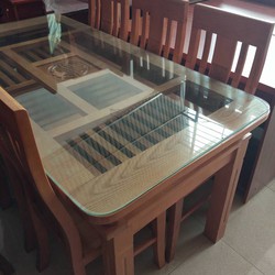 Bộ bàn ghế ăn ​2 tầng gỗ sồi nga