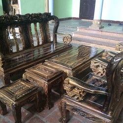 ​Bộ bàn ghế giả cổ trạm đào gỗ tr.àm lõi