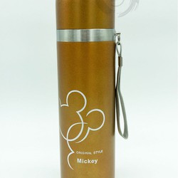 Bình giữ nhiệt 500ml đựng nước in hình chuột Mickey màu vàng đồng GD014