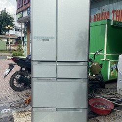 Tủ lạnh HITACHI R C5700 565L đời 2013 6 cánh, Menu cảm ứng bên ngoài, cửa trợ lực, màu Xám xanh rất sang nha