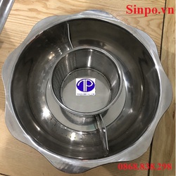 Nồi lẩu inox hình tròn 3 ngăn | nồi lẩu inox 3 ngăn cánh hoa đẹp | nồi lẩu inox vành hoa 3 ngăn