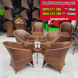 Bàn ghế cafe nhựa giả mây-Bàn ghế sân vườn cho quán cafe