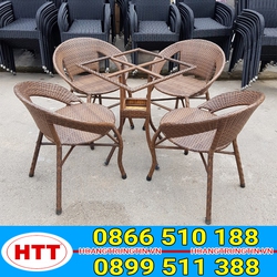 Bàn ghế cafe nhựa giả mây giá rẻ