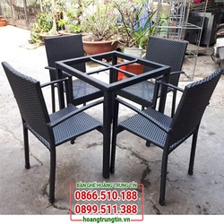 Bàn ghế cafe nhựa giả mây giá xưởng, hàng mới bảo hành 12th
