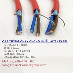 Cáp tín hiệu chống cháy lan chống nhiễu 2 lõi