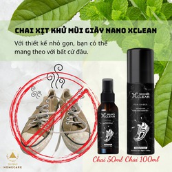 Chai xịt khuẩn khử mùi giày Nano xclean for shoes