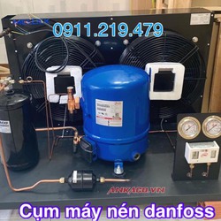 Lên cụm máy nén danfoss 13hp MT160 tại Bình Tân