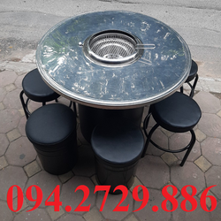 Bộ bàn nướng thùng phuy – Ghế đôn mặt đệm cho nhà hàng lẩu nướng giá tốt ở Quảng Ninh