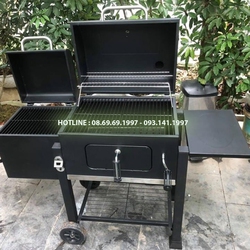 Lò nướng than hoa cỡ lớn, hai buồng nướng, tích hợp motor tự xoay, dùng cho gia đình, nhà hàng nướng