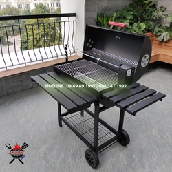 Bếp nướng than hoa resort, sân vườn BBQ050 có motor tự xoay thực phẩm