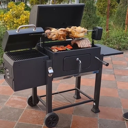 Lò nướng than ngoài trời 2 buồng nướng có motor xoay thực phẩm LM212