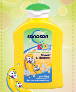 Sữa tắm gội cho trẻ SANOSAN Kids Shower Shampoo Banana 200ml