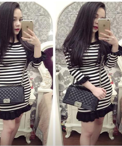 Đầm Body kẻ ngang đuôi cá