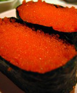 Trứng cá chuồn đỏ, trứng cá tobiko, sushi trứng cá chuồn đỏ