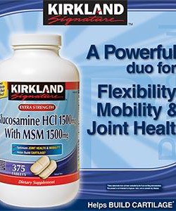 Sụn cá Glucosamine bổ sung chất nhờn trị đau cơ xương khớp Kirkland hàng Mỹ chính hãng HCl 1500mg 375 viên
