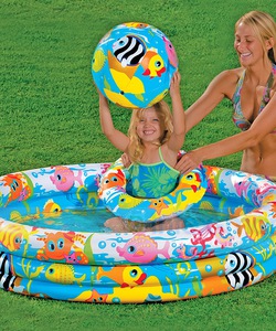 Bể bơi phao Intex 1m32x28cm 59469, bể bơi mini tặng kèm bóng và phao bơi