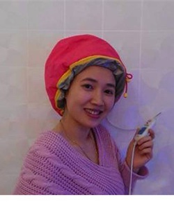 Kẹp phồng mái Mũ hấp tóc cá nhân tại nhà kẹp càng cua và dây buộc tóc hoa hồng