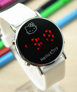 Đồng hồ Led mặt tròn Hello Kitty.