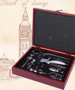 Bộ khui rượu, bộ mở rượu hộp gỗ đệm đen, bộ mở rượu bằng gỗ, sỉ lẻ bộ mở rượu toàn quốc