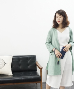 Áo Khoác Dài Linen Không Cổ Thời Trang Hàn Quốc