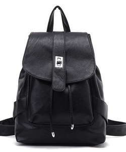 Balo Da Nữ Mềm Dây Rút Màu Đen 003