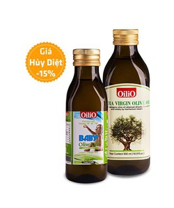 Combo dầu Oliu Extra Virgin OiliO 500ml và Oliu baby OiliO 250ml nhập khẩu nguyên chai từ Ý