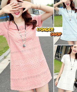 Đầm suông cách điệu 2 túi