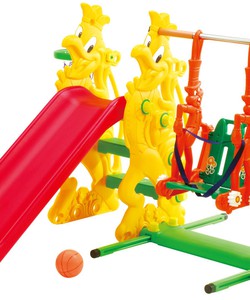 Cầu trượt xích đu hình con gà