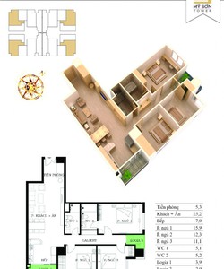 Bán căn góc chung cư mỹ sơn 62 nguyễn huy tưởng 111,5m2 căn B6 quý 2/2017 bàn giao nhà, thiết kế 3 phòng ngủ, 2 vệ sinh