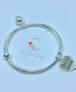 Lắc tay bạc cho bé loại 1 bi có khắc tên