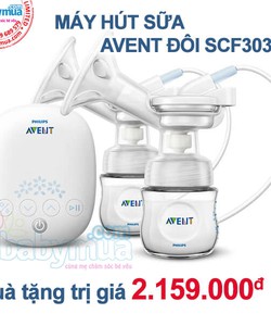 Máy hút sữa Avent điện đôi SCF303/01 New 2017 BH Chính Hãng 2 năm