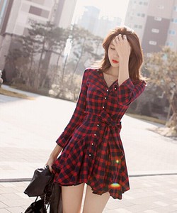 Đầm xòe caro đỏ đen phong cách bụi cá tính cho nàng thêm iu 147