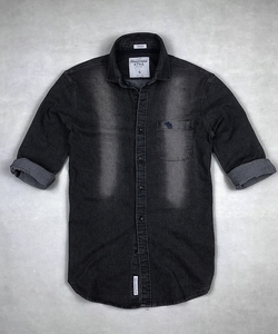 Áo sơ mi nam denim màu đen xám form slimfit