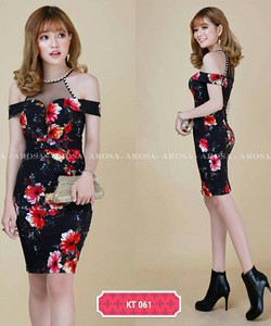 Đầm ôm kaki vai trễ KT061