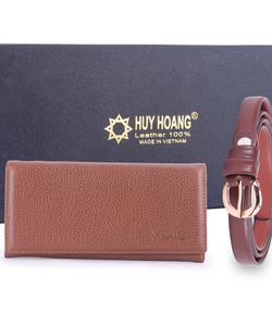 Bộ Ví và Thắt lưng nữ Huy Hoàng da bò 100% sang trọng đẳng cấp