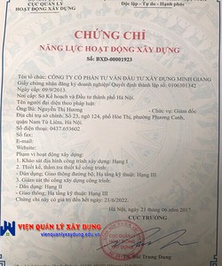 Dịch vụ cấp chứng chỉ năng lực xây dựng tại bộ xây dựng uy tín hàng đầu