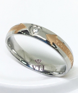 Nhẫn Titan Khắc Chữ You Are My Love Đính Xoàn
