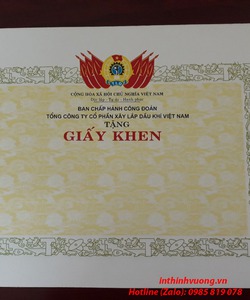 In giấy khen lấy nhanh tại Hà Nội