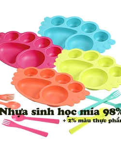 Bộ khay ăn dặm làm từ mía Set khay thiên thần 3 món UINLUI