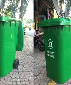 Cung cấp thùng rác môi trường 120L 240L màu xanh 0911.084.000 Ms Ngọc