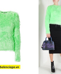 Áo lông Balenciaga faux fur knit pullover