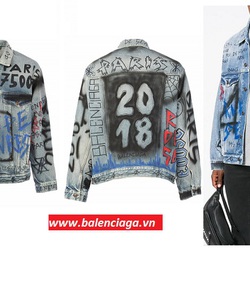 Áo khoác jean nam Balenciaga Graffiti Big Fit jacket