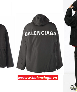 Áo khoác nam Balenciaga Black Large Logo Jacket hàng hiệu