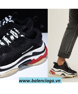 Giày Balenciaga Triple S đen trắng đỏ