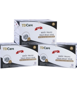 Bộ 3 Hộp Khẩu trang y tế than hoạt tính TDCare 4 lớp Màu xám