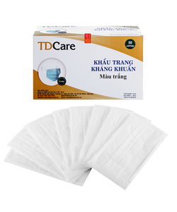 Bộ 3 Hộp Khẩu trang y tế kháng khuẩn TDCare 4 Lớp Màu trắng