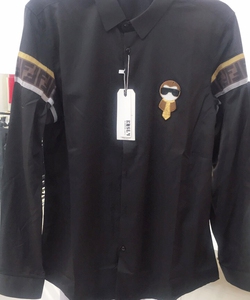 Áo sơ mi nam thêu hình phối băng tay hoa văn thời trang siêu cấp L74