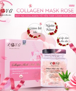 Mặt nạ ngủ collagen tổ yến tươi cánh hoa hồng Rova tặng nước hoa hồng