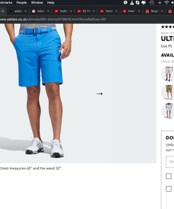 Quần adidas golf Ultimate365 Shorts size S xách tay UK chính hãng
